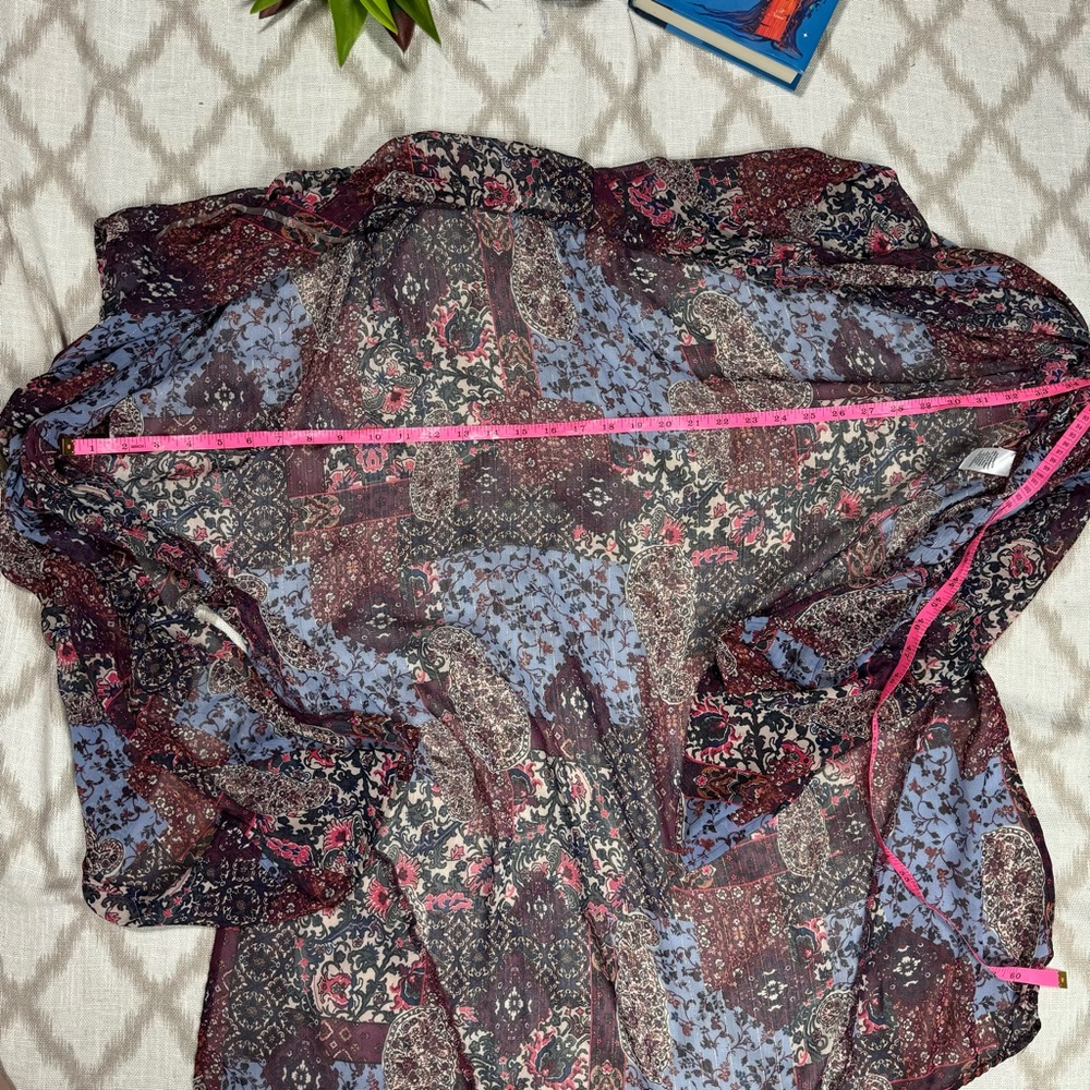 Maurices Floral Paisley Kimono Cardigan Sheer Boho Duster L/XL - Picture 10 of 11